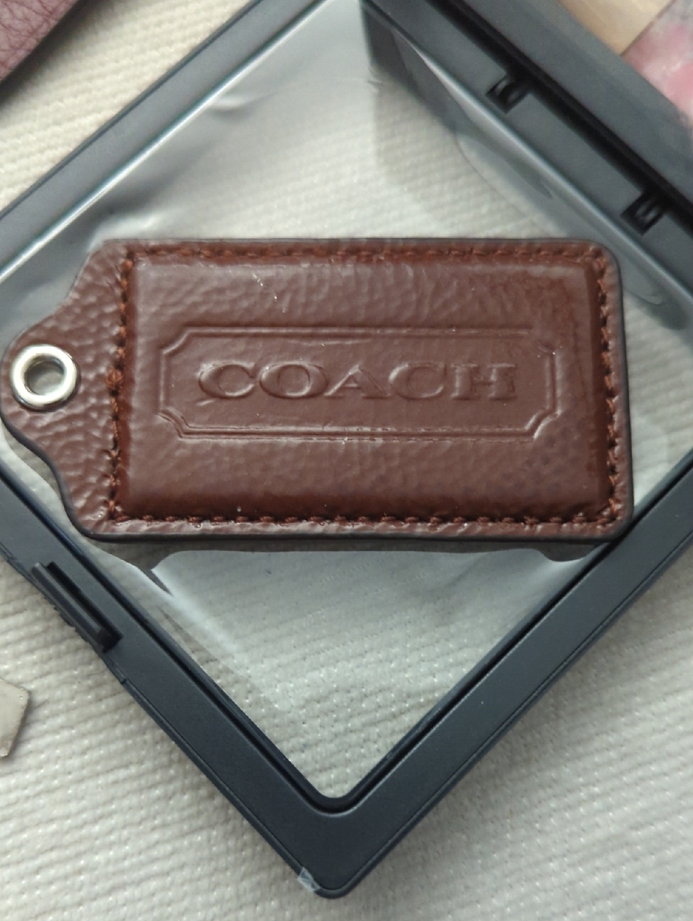 Coach 3" Brown Patent Leather Hang Tag